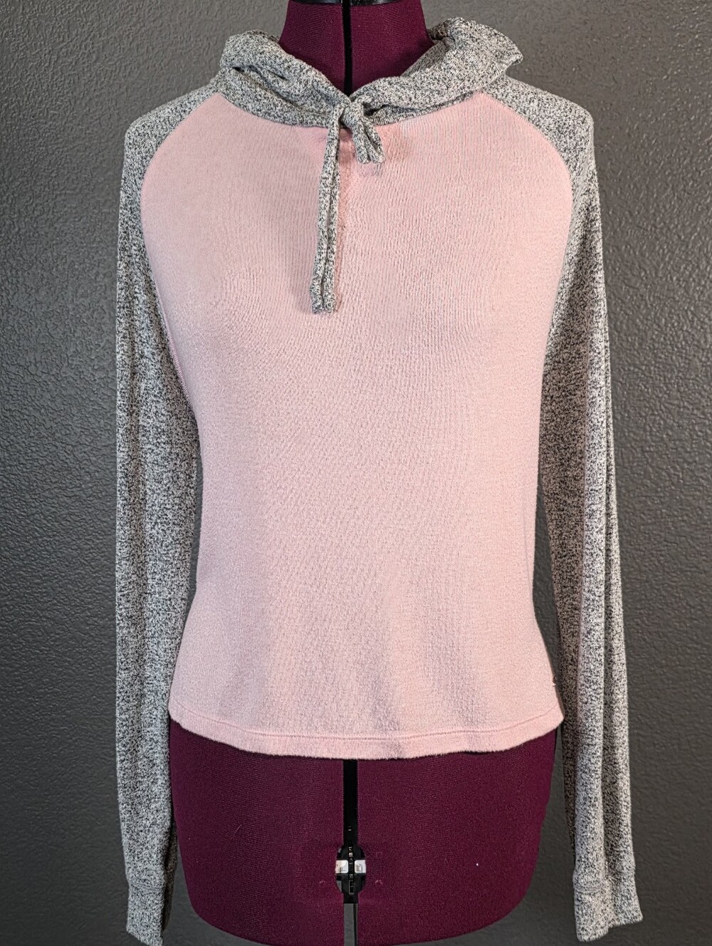 PINK Victoria's Secret Light Pink Front with Gray Marled Raglan Hoodie